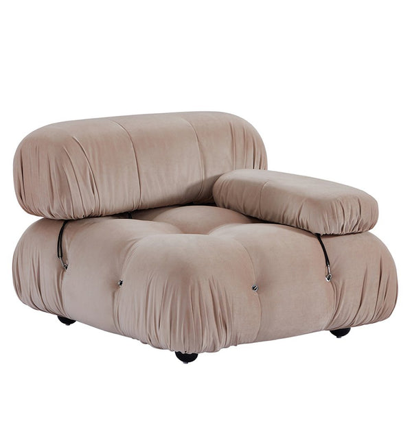 Gioia 1-Seater Chair - Left Armrest - Beige Velvet