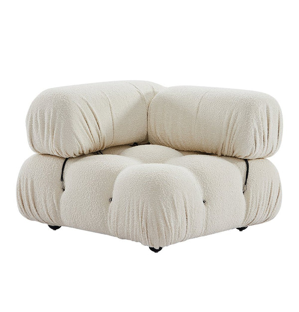 Gioia 1-Seater Chair - Left Corner - Cream/White Boucle