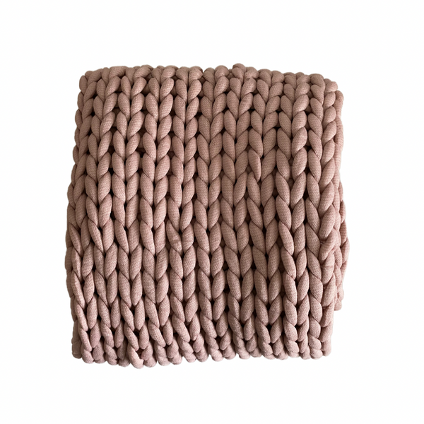 Dusty Rose Chunky Knit Throw