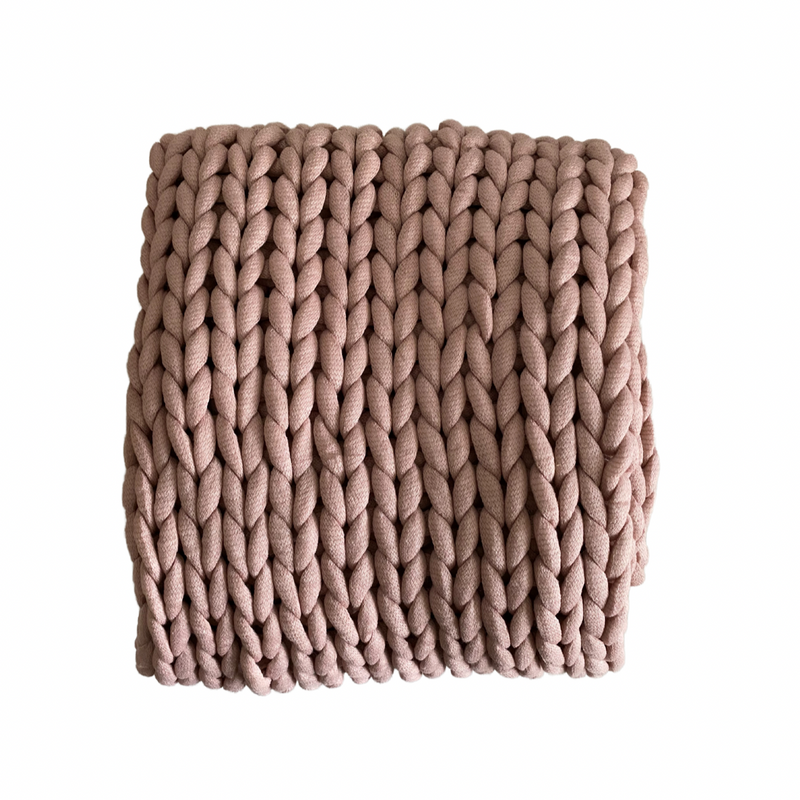 Dusty Rose Chunky Knit Throw