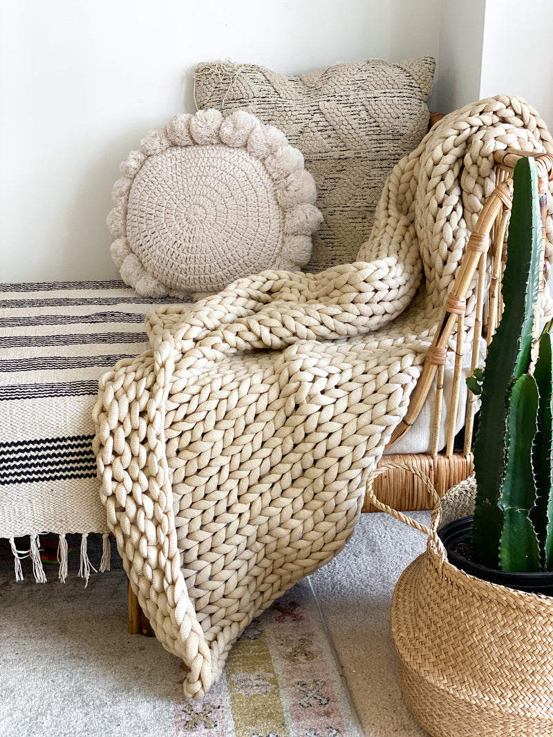 Camel Chunky Knit Throw