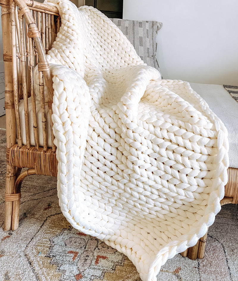 Cream Chunky Knit Throw