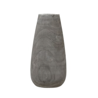 Round Paulownia Wood Vase Grey (Large)