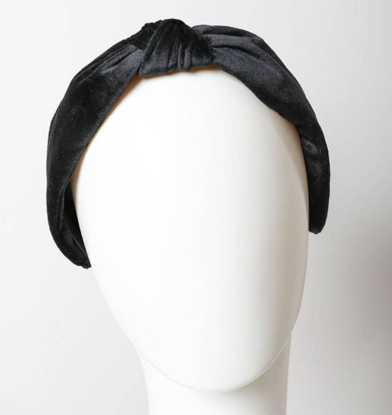 Velvet Twist knot Headband- Black