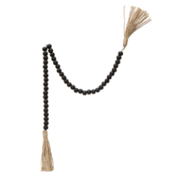 Black Paulownia wood bead garland