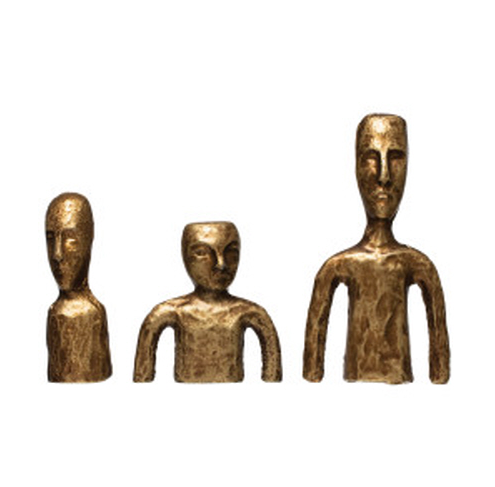 Cast Iron Figures, Antique Gold Color, Set of 3