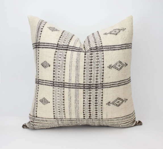 Indra- 20" Ivory Indian Wool Pillow Cover