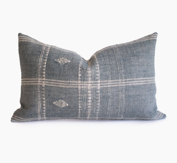 Diya Lumbar - Mist Indian Wool Pillow Cover