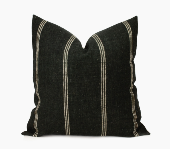 Priya - 24" Black Indian Wool Pillow Cover