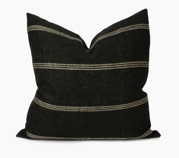 Priya - 24" Black Indian Wool Pillow Cover