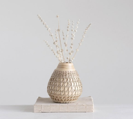 Bamboo Vase with Seagrass Weave