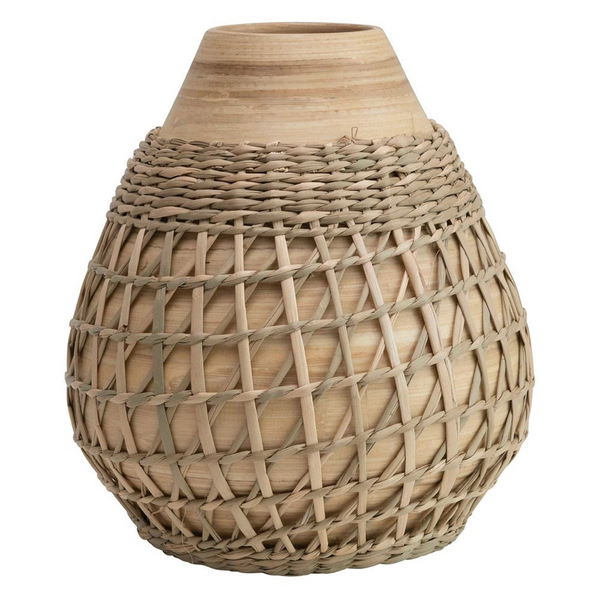 Bamboo Vase with Seagrass Weave