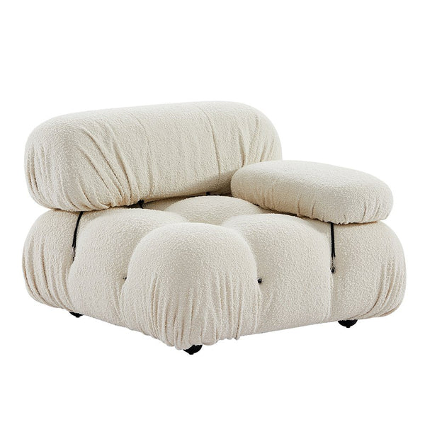 Gioia 1-Seater Chair - Left Armrest - Cream/White Boucle