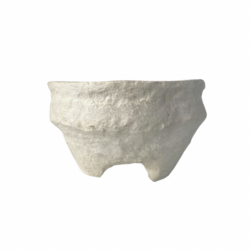 Uma (white)- Paper Maché Footed Bowl, 3 Colors